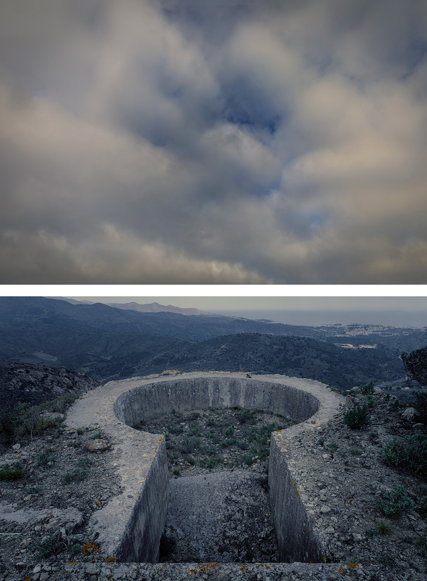 Díptico. Bunker ametralladora anti-aerea, Sant Silvestre de la Valleta, Girona. Fotografía: Manuel Santos Alguacil.